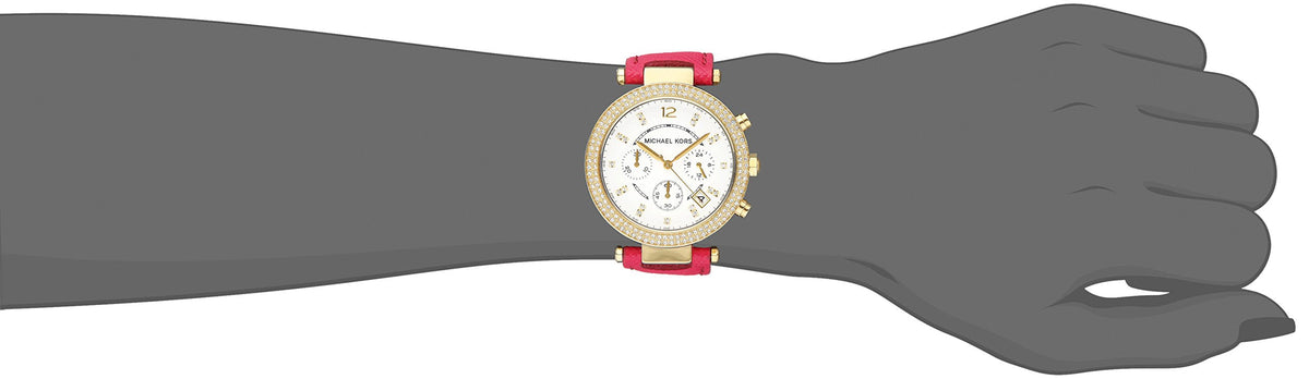  Shop Authentic Michael Kors Parker Chronograph White Dial Pink Leather Strap Watch for Women - MK2297 - Luxxuri