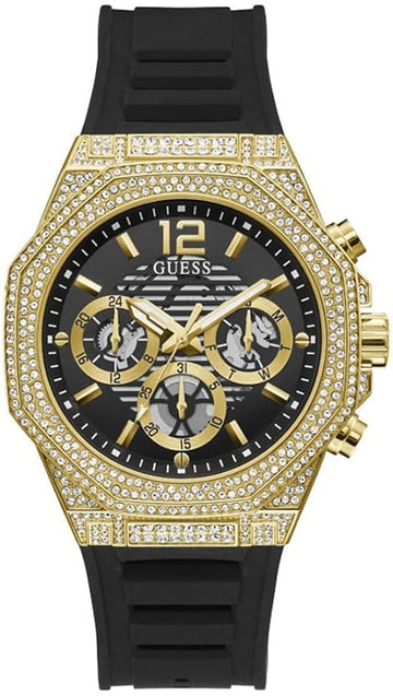  Shop Authentic Guess Momentum Chronograph Diamonds Black Dial Black Silicone Strap Watch For Men - GW0518G2 - Luxxuri