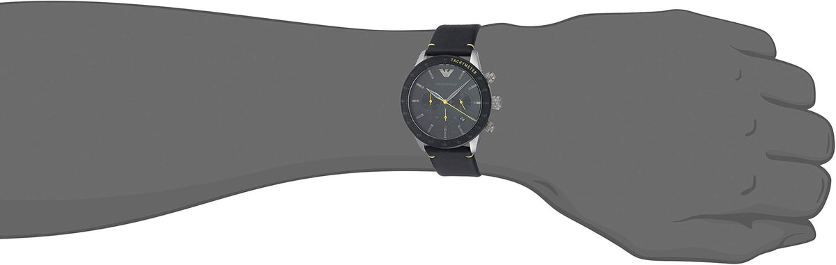  Shop Authentic Emporio Armani Mario Chronograph Black Dial Black Leather Strap Watch For Men - AR11325 - Luxxuri
