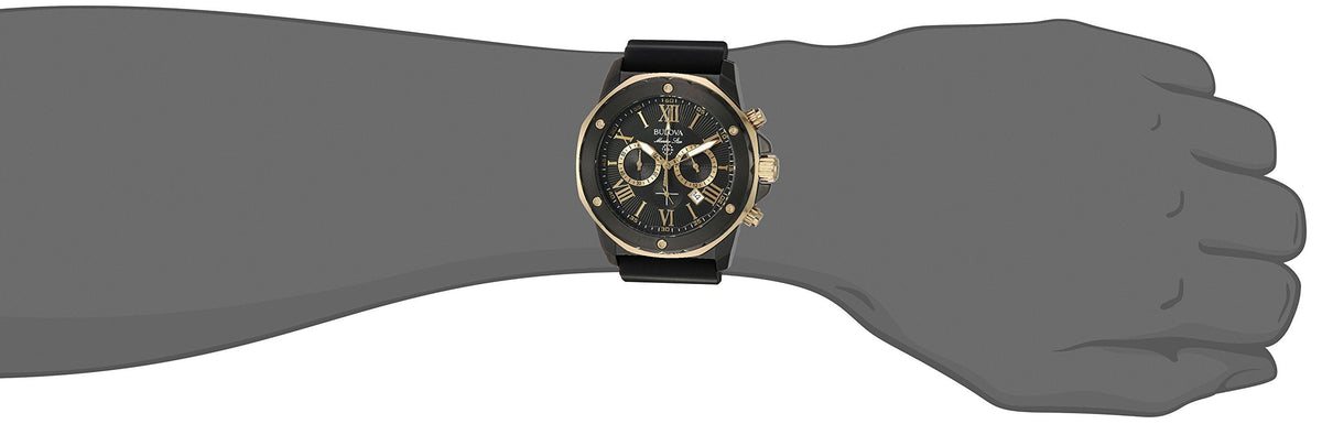  Shop Authentic Bulova Marine Star Chronograph Black Dial Black Rubber Strap Watch for Men - 98B278 - Luxxuri