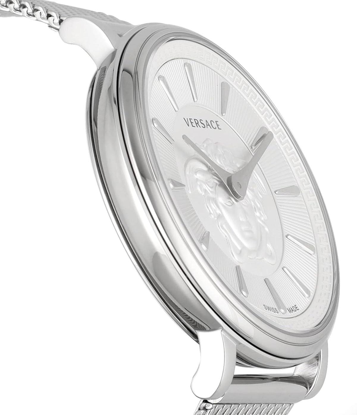  Shop Authentic Versace V-Circle Silver Dial Silver Mesh Bracelet Watch for Men - VBQ060017 - Luxxuri