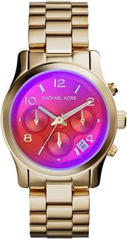  Shop Authentic Michael Kors Runway Iridescent Pink Dial Gold Steel Strap Watch for Women - MK5939 - Luxxuri
