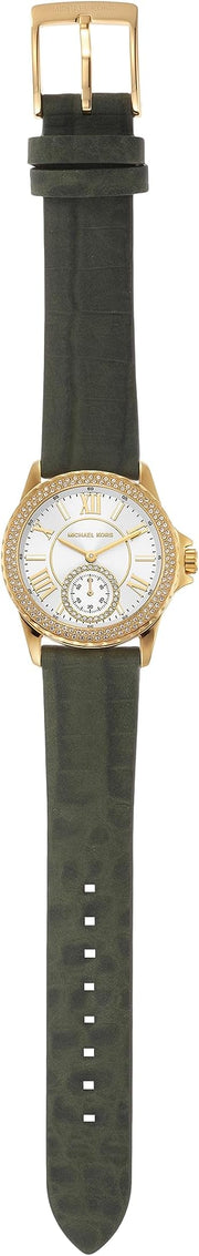  Shop Authentic Michael Kors Mini Everest Crystals White Dial Green Leather Strap Watch for Women - MK4720 - Luxxuri