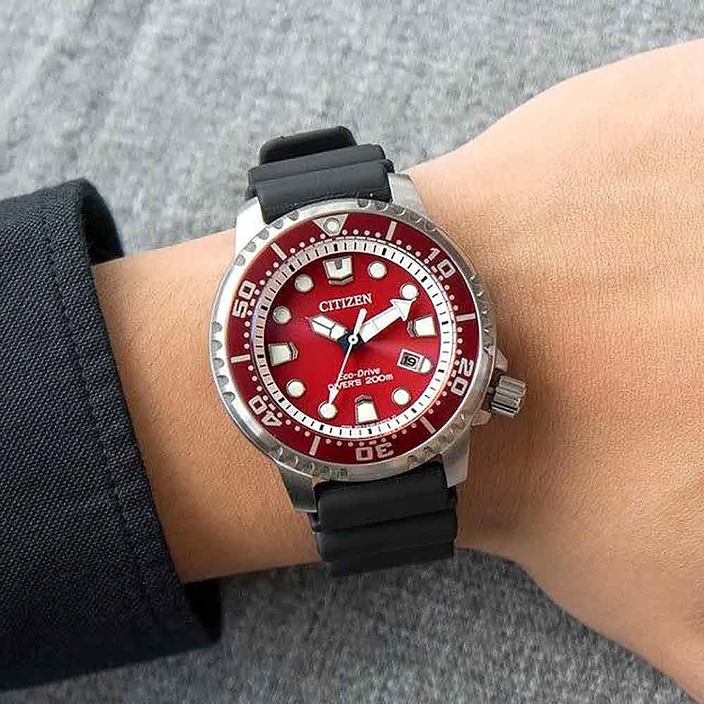  Shop Authentic Citizen Eco Drive Promaster Marine Red Dial Black Rubber Strap Watch For Men - BN0159-15X - Luxxuri