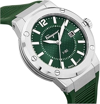  Shop Authentic Salvatore Ferragamo F-80 Classic Green Dial Green Rubber Strap Watch for Men - SFHY02722 - Luxxuri