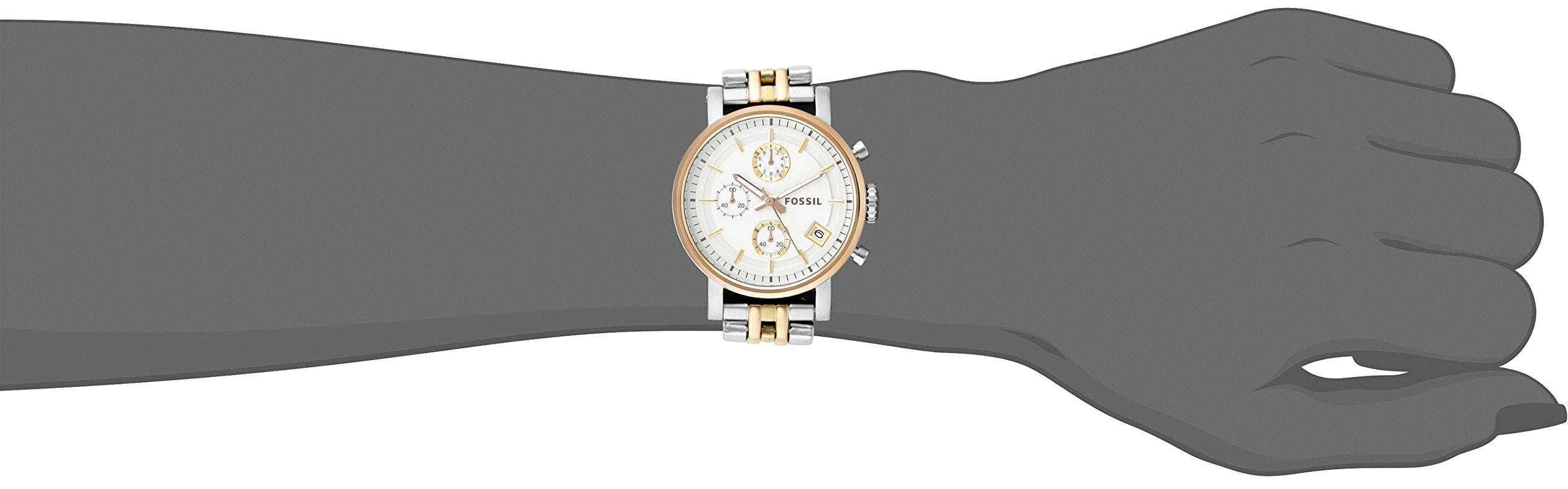  Shop Authentic Fossil Boyfriend Chronograph White Dial Two Tone Steel Strap Watch for Women - ES3840 - Luxxuri