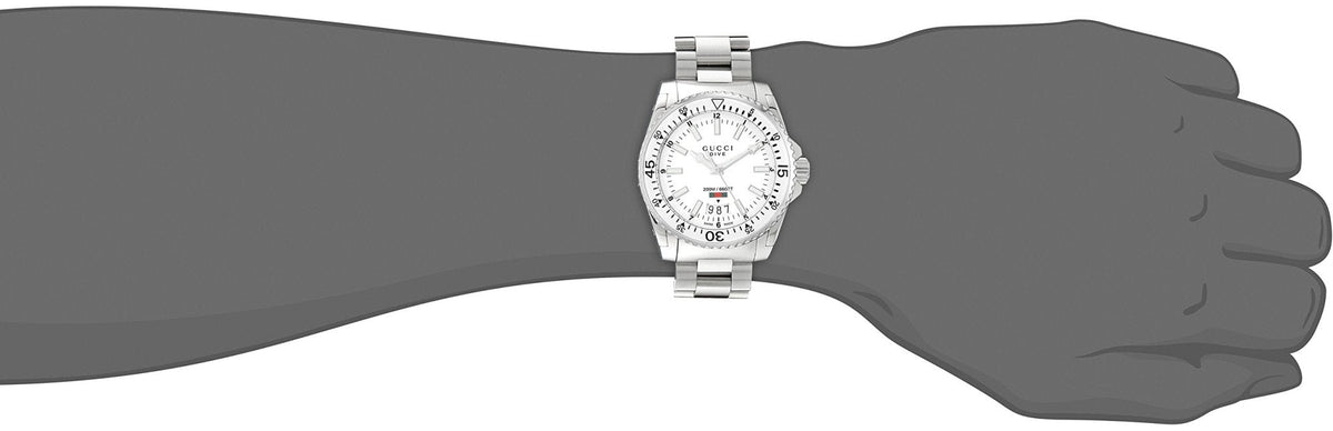  Shop Authentic Gucci Dive Quartz White Dial Silver Steel Strap Watch for Men - YA136302 - Luxxuri
