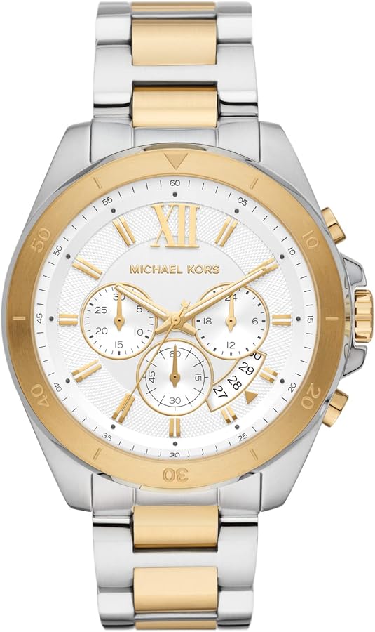  Shop Authentic Michael Kors Brecken Chronograph White Dial Two Tone Steel Strap Watch For Men - MK9064 - Luxxuri
