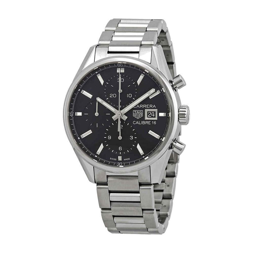  Shop Authentic Tag Heuer Carrera Automatic Chronograph Black Dial Silver Steel Strap Watch for Men - CBK2110.BA0715 - Luxxuri