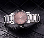  Shop Authentic Burberry The City Diamonds Pink Dial Silver Steel Strap Watch for Women - BU9223 - Luxxuri