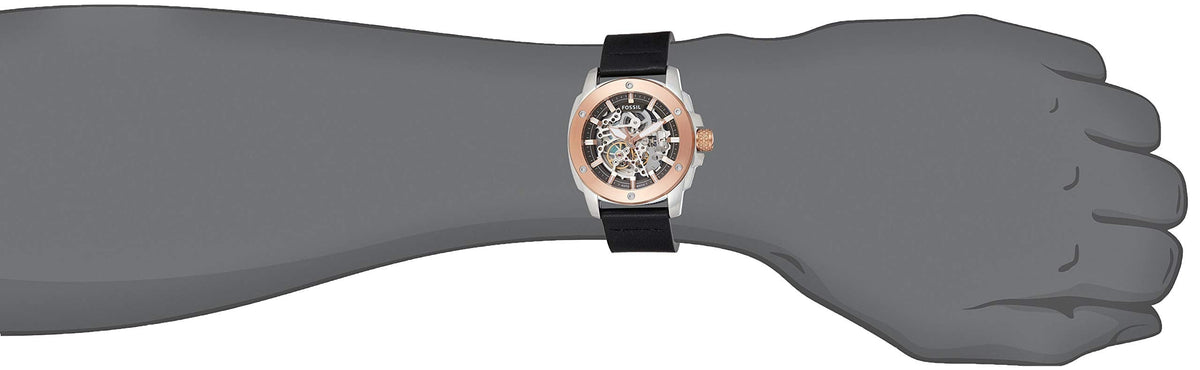  Shop Authentic Fossil Modern Machine Automatic Skeleton Dial Black Leather Strap Watch for Men - ME3082 - Luxxuri