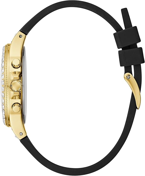  Shop Authentic Guess Moonlight Crystals Silver Dial Black Silicone Strap Watch For Women - GW0257L1 - Luxxuri