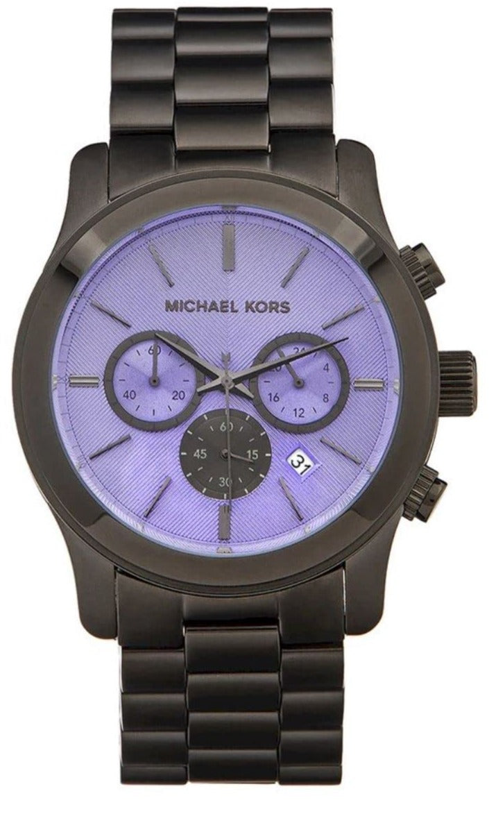  Shop Authentic Michael Kors Runway Chronograph Purple Dial Black Steel Strap Watch For Women - MK5954 - Luxxuri