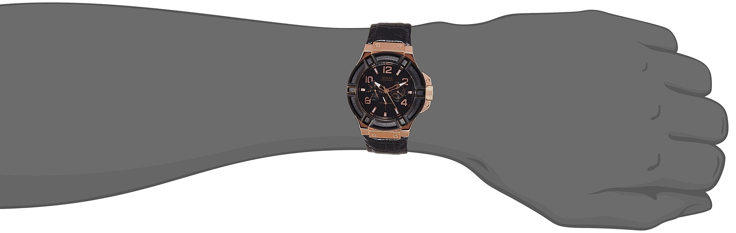  Shop Authentic Guess Rigor Analog Black Dial Black Leather Strap Watch For Men - W0040G5 - Luxxuri