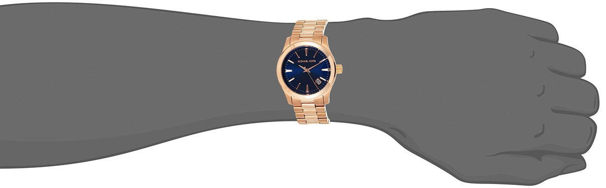  Shop Authentic Michael Kors Runway Blue Dial Rose Gold Stainless Steel Strap Watch for Women - MK7065 - Luxxuri