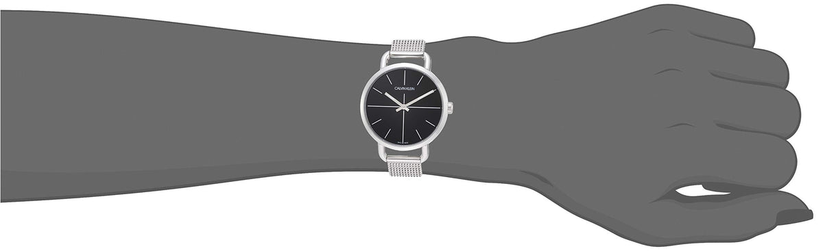  Shop Authentic Calvin Klein Even Black Dial Silver Mesh Bracelet Watch for Women - K7B23121 - Luxxuri