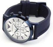  Shop Authentic Emporio Armani Renato Chronograph Silver Dial Blue Silicone Strap Watch For Men - AR11026 - Luxxuri