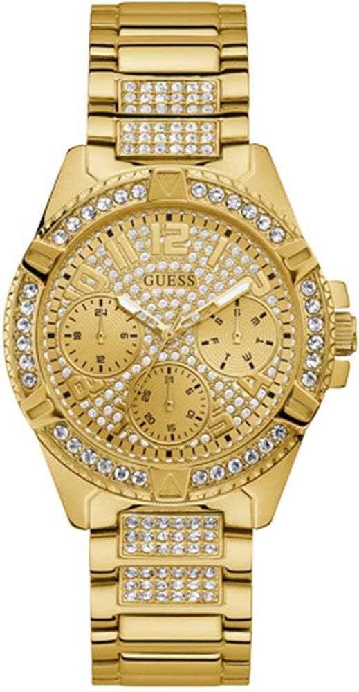  Shop Authentic Guess Frontier Diamonds Gold Dial Gold Steel Strap Watch For Women - W1156L2 - Luxxuri