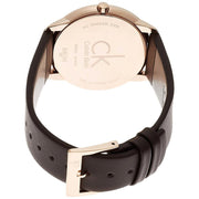  Shop Authentic Calvin Klein Minimal White Dial Brown Leather Strap Watch for Men - K3M216G6 - Luxxuri