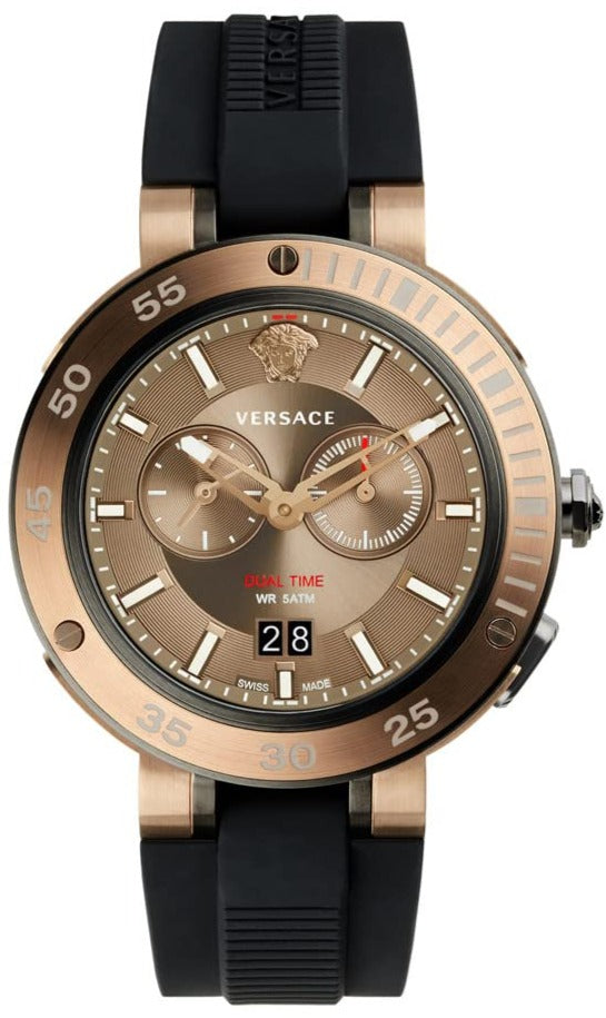  Shop Authentic Versace V Extreme Chronograph Brown Tone Dial Black Rubber Strap Watch for Men - VCN030017 - Luxxuri
