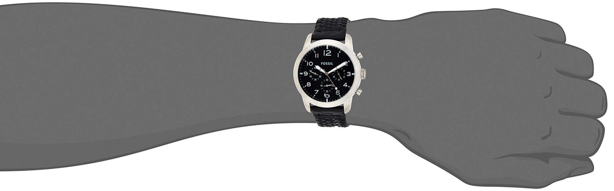  Shop Authentic Fossil Pilot 54 Chronograph Black Dial Black Leather Strap Watch for Men - FS5181 - Luxxuri