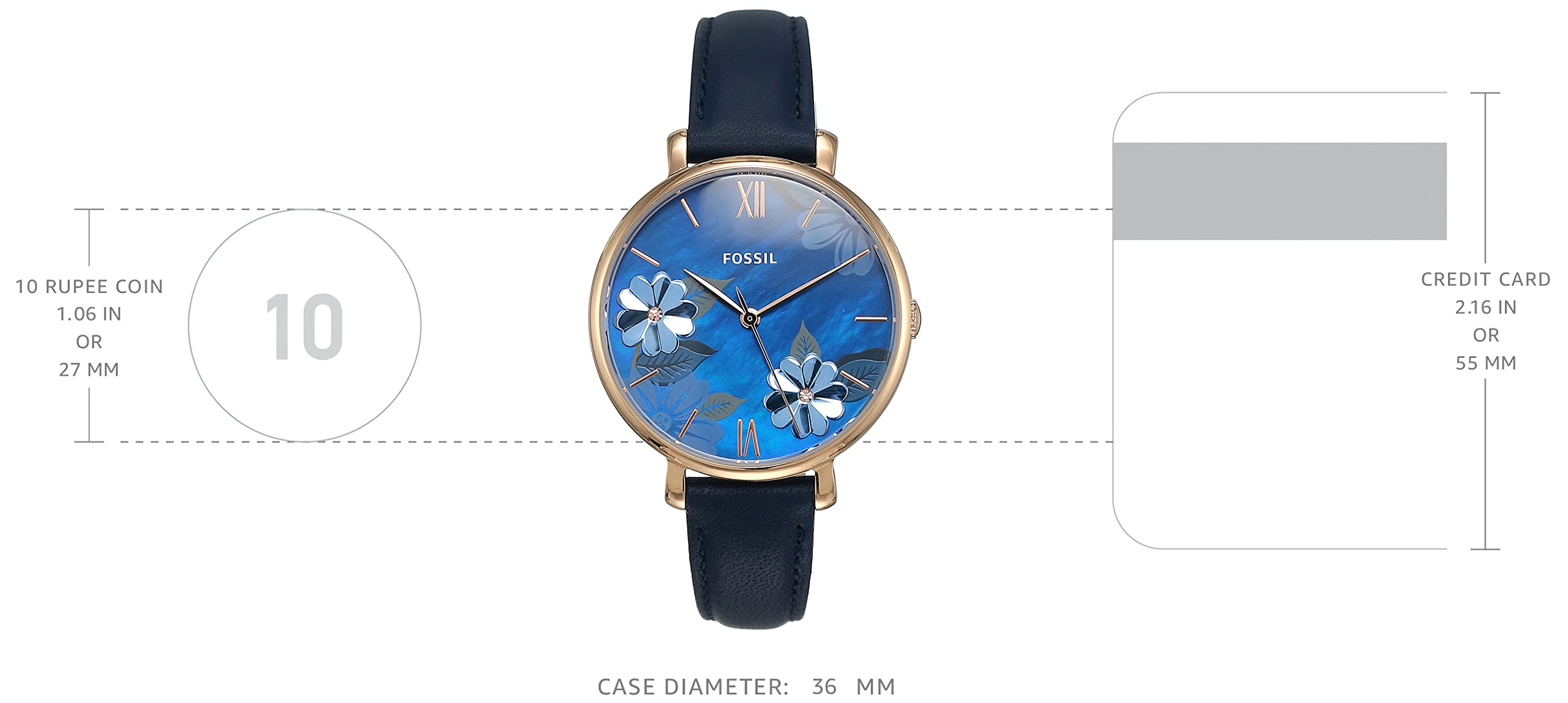  Shop Authentic Fossil Jacqueline Blue Dial Blue Leather Strap Watch for Women - ES4673 - Luxxuri