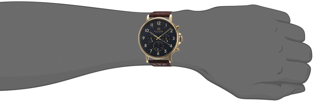 Shop Authentic Tommy Hilfiger Daniel Blue Dial Brown Leather Strap Watch for Men - 1710380 - Luxxuri
