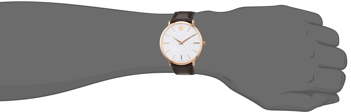  Shop Authentic Movado Ultra Slim White Dial Brown Leather Strap Watch For Men - 0607089 - Luxxuri