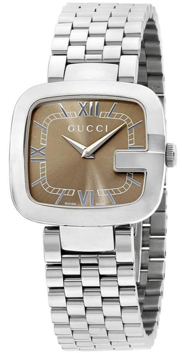  Shop Authentic Gucci G-Gucci Brown Dial Silver Steel Strap Watch For Women - YA125413 - Luxxuri
