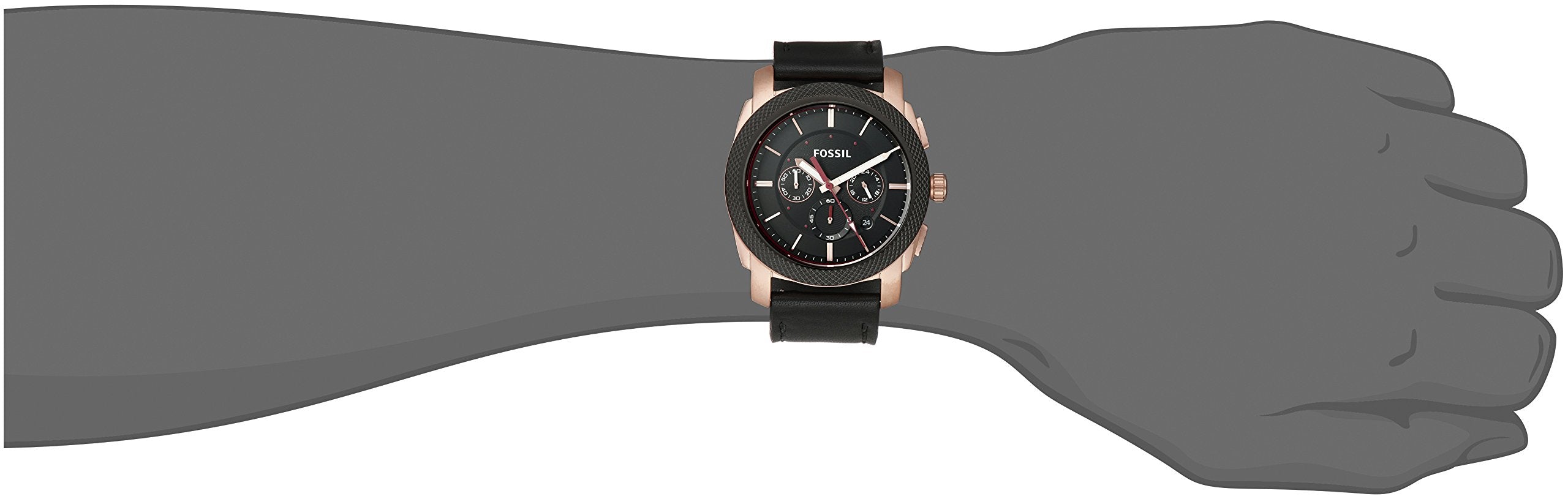  Shop Authentic Fossil Machine Chronograph Black Dial Black Leather Strap Watch for Men - FS5120 - Luxxuri