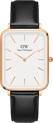  Shop Authentic Daniel Wellington Quadro White Dial Black Leather Strap Watch For Women - DW00100450 - Luxxuri