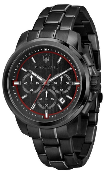  Shop Authentic Maserati Successo 44mm Black Dial Black Steel Strap Watch For Men - R8873621014 - Luxxuri