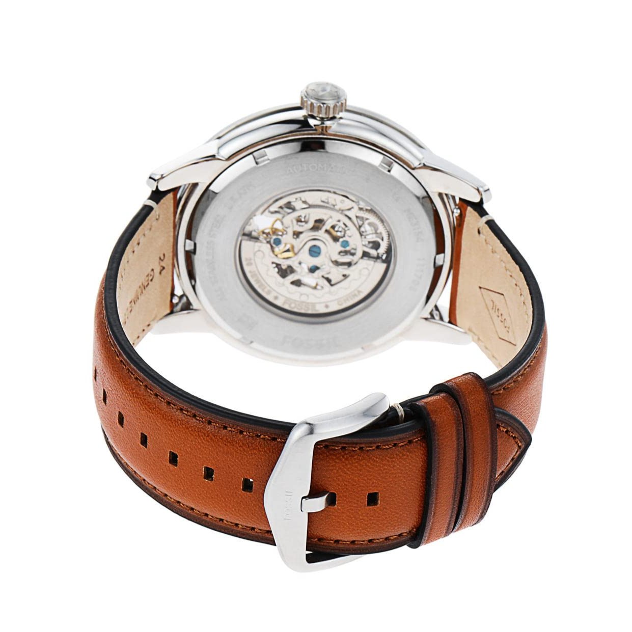  Shop Authentic Fossil Townsman Automatic Skeleton Blue Dial Brown Leather Strap Watch for Men - ME3154 - Luxxuri