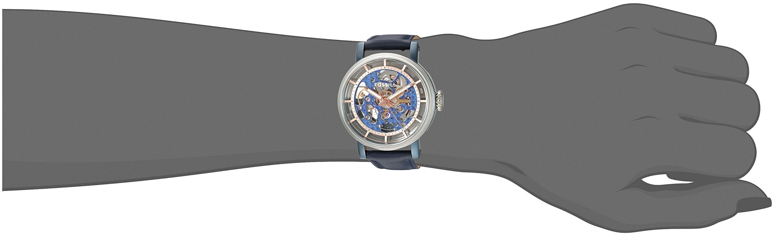  Shop Authentic Fossil Boyfriend Skeleton Blue Dial Blue Leather Strap Watch for Women - ME3136 - Luxxuri