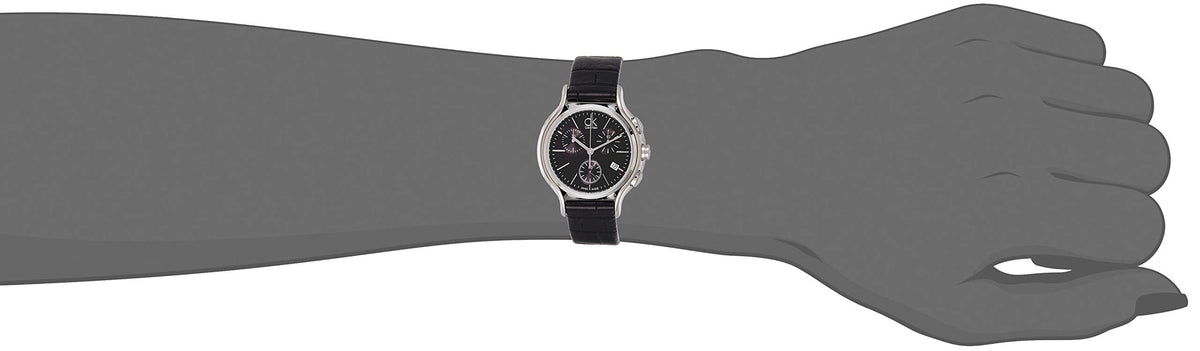  Shop Authentic Calvin Klein Skirt Chronograph Black Dial Black Leather Strap Watch for Men - K2U291C1 - Luxxuri