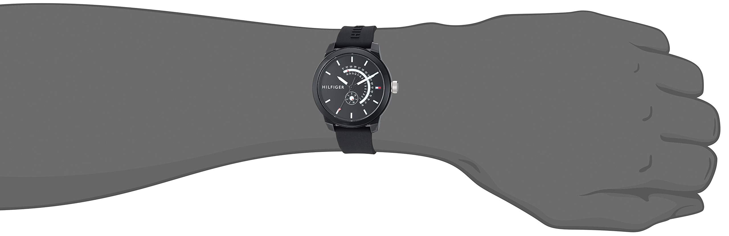  Shop Authentic Tommy Hilfiger Denim Quartz Black Dial Black Rubber Strap Watch for Men - 1791483 - Luxxuri
