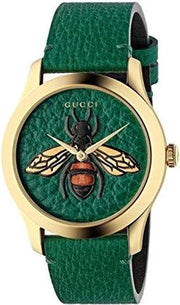  Shop Authentic Gucci G Timeless Bee Green Dial Green Leather Strap Watch For Women - YA1264065 - Luxxuri
