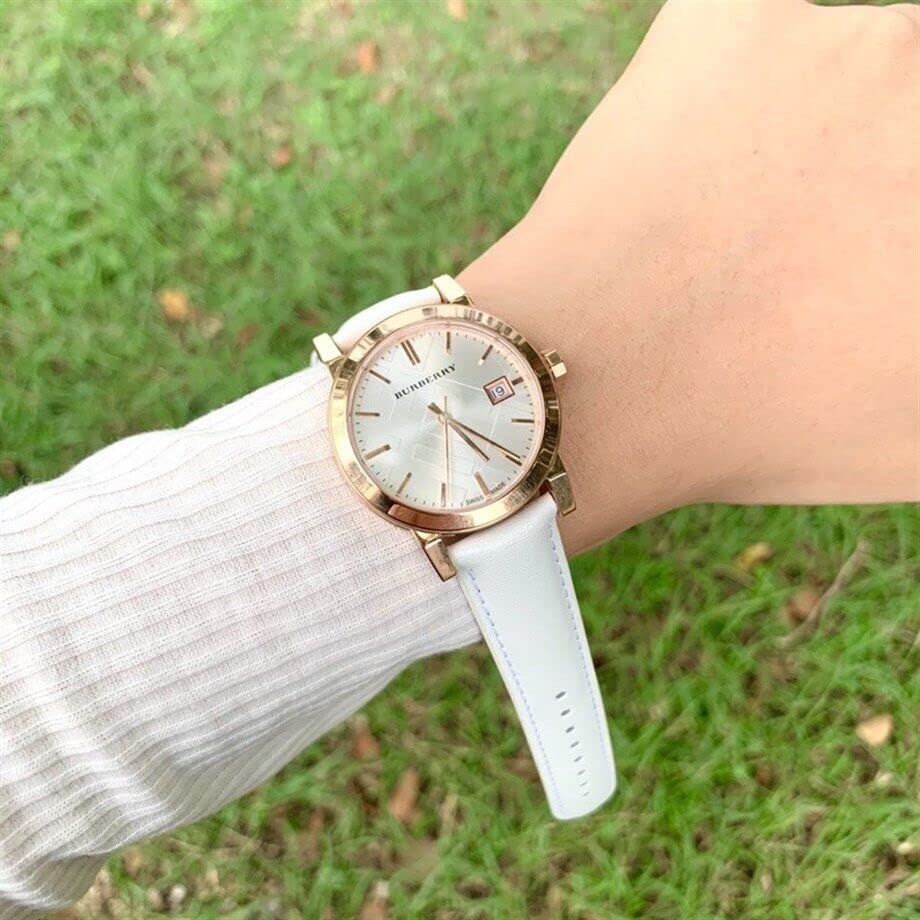  Shop Authentic Burberry The City White Dial White Leather Strap Watch for Women - BU9108 - Luxxuri