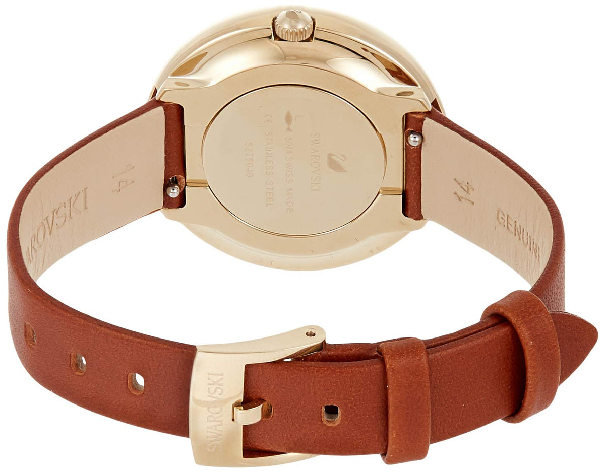  Shop Authentic Swarovski Crystalline Pure White Dial Brown Leather Strap Watch for Women - 5275040 - Luxxuri