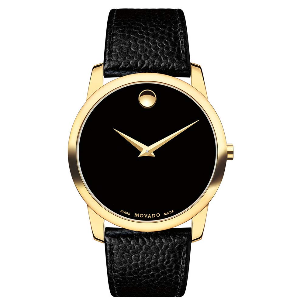  Shop Authentic Movado Museum Black Dial Black Leather Strap Watch For Men - 0607014 - Luxxuri
