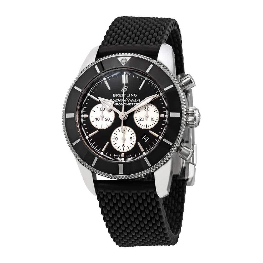  Shop Authentic Breitling Superocean Heritage B01 Chronograph 44 Black Dial Black Mesh Bracelet Watch for Men - AB0162121B1S1 - Luxxuri