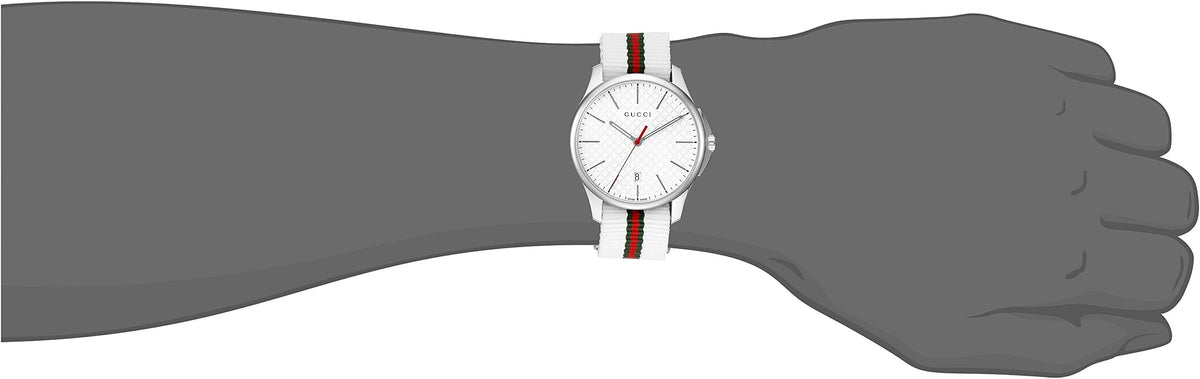  Shop Authentic Gucci G Timeless Quartz White DIal White NATO Strap Watch For Men - YA126322 - Luxxuri