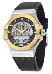  Shop Authentic Maserati Potenza Automatic Skeleton Dial Black Leather Strap Watch For Men - R8821108011 - Luxxuri