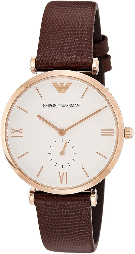  Shop Authentic Emporio Armani Analog White Dial Brown Leather Strap Watch For Men - AR9042 - Luxxuri