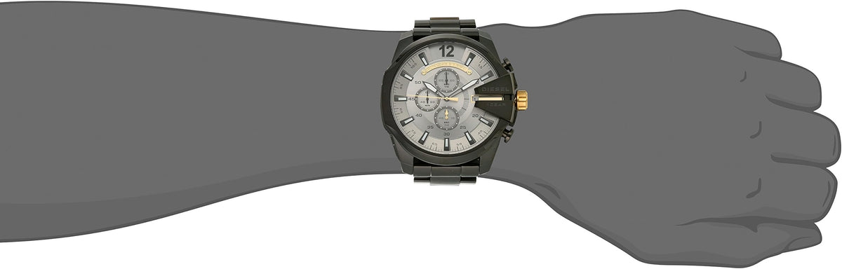  Shop Authentic Diesel Mega Chief Chronograph Grey Dial Black Steel Strap Watch For Men - DZ4479 - Luxxuri