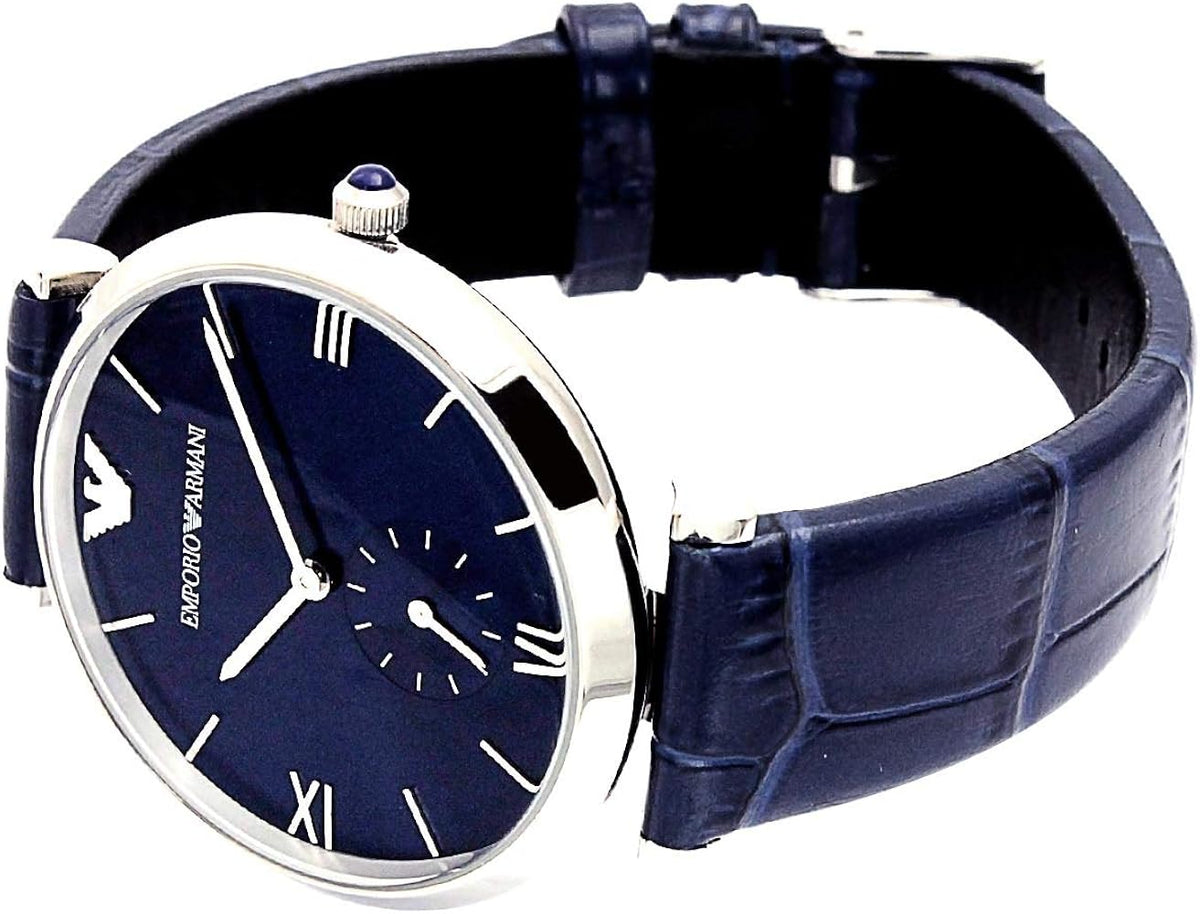  Shop Authentic Emporio Armani Gianni T Bar Quartz Blue Dial Blue Leather Strap Watch For Men - AR11300 - Luxxuri