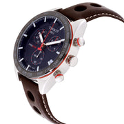  Shop Authentic Tissot PRS 516 Chronograph Blue Dial Brown Leather Strap Watch For Men - T100.417.16.041.00 - Luxxuri