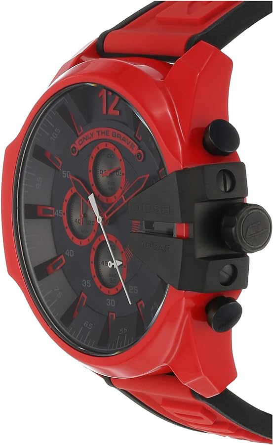  Shop Authentic Diesel Mega Chief Chronograph Black Dial Red Rubber Strap Watch For Men - DZ4526 - Luxxuri