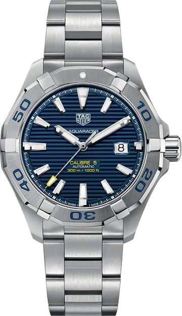  Shop Authentic Tag Heuer Aquaracer Calibre 5 Automatic Blue Dial Silver Steel Strap Watch for Men - WAY2012.BA0927 - Luxxuri