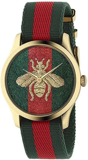 Shop Authentic Gucci Le Marche des Merveilles Green & Red Dial Green & Red NATO Strap Unisex Watch - YA126487 - Luxxuri